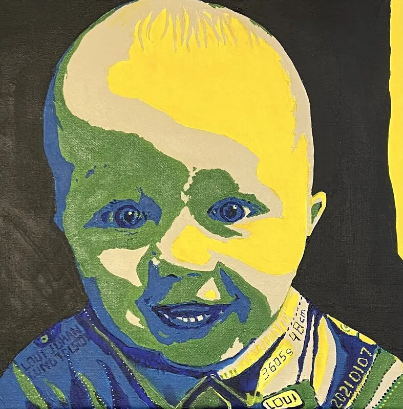 Akrylmålning Loui 10 månader av Catarina Hjort Tolstoy