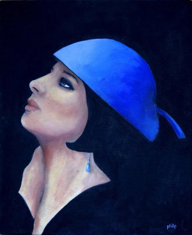 Oljemålning Blue Lady 3 av Marianne Philp