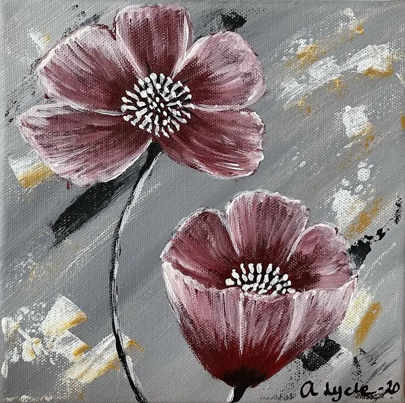 Akrylmålning Red flowers av Art By Lycke / Ann-Sofie Lycke