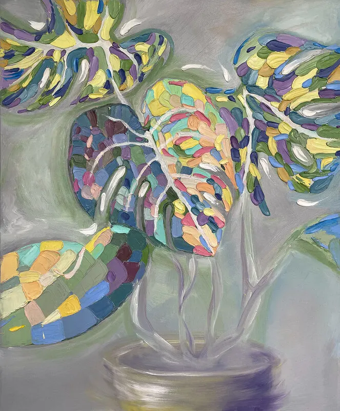 Oljemålning Monstera av Kate Pinxit