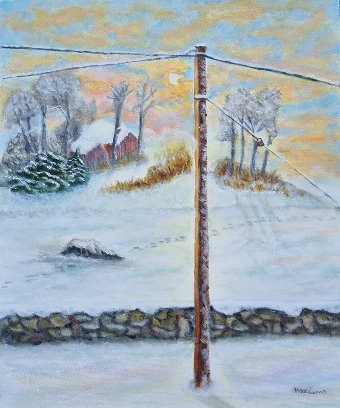 Oljemålning In the bleak midwinter av Marie Larsson