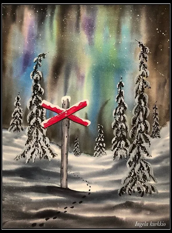 Akvarell Ledkryss av Ingela Kurkkio