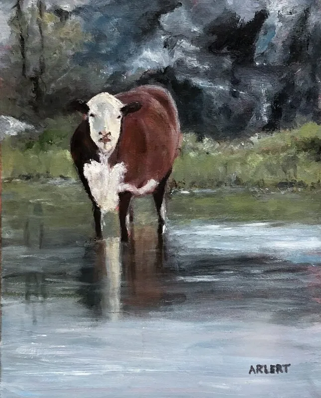 Oljemålning Rosa av Bertil Arlert