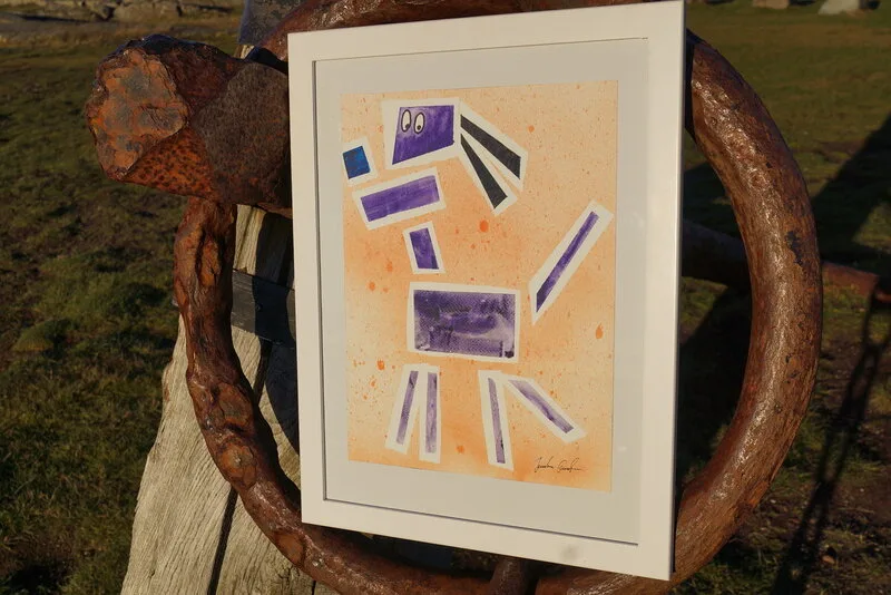 Akvarell Lila hund, lilla hund av Jonathan Gustafsson