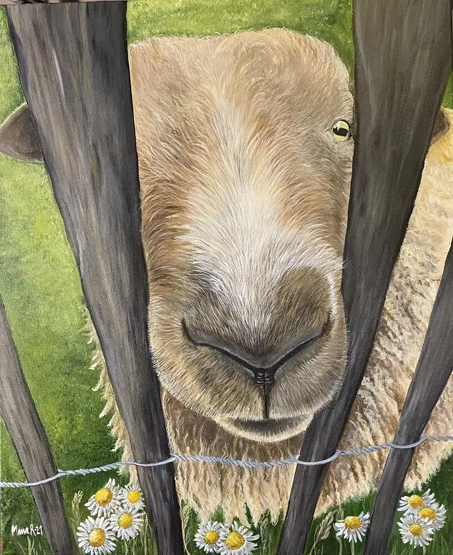 Akrylmålning Tittut av Maria Rundgren