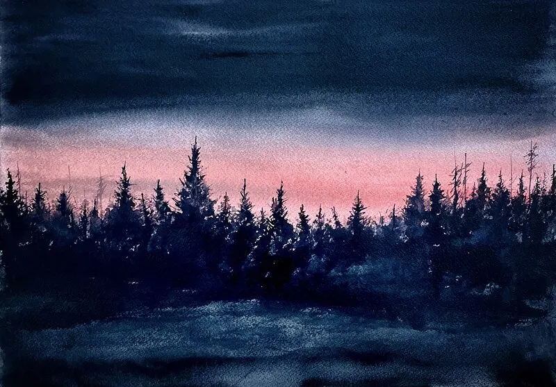 Akvarell Skymning av Lucas Kramer