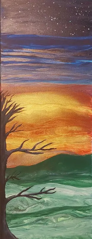 Akrylmålning Nightfall av Eva Arvidsson