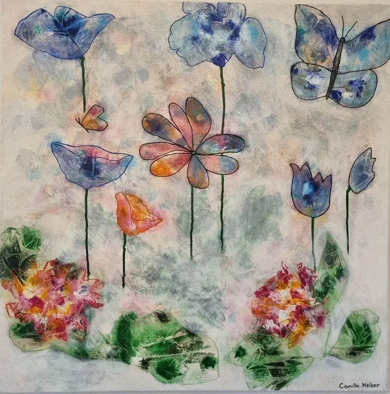 Akrylmålning Flowers av Camilla Melker