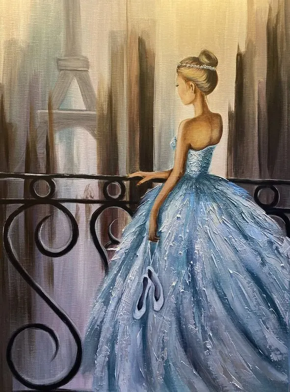 Akrylmålning In Paris av Ideh Alikhani