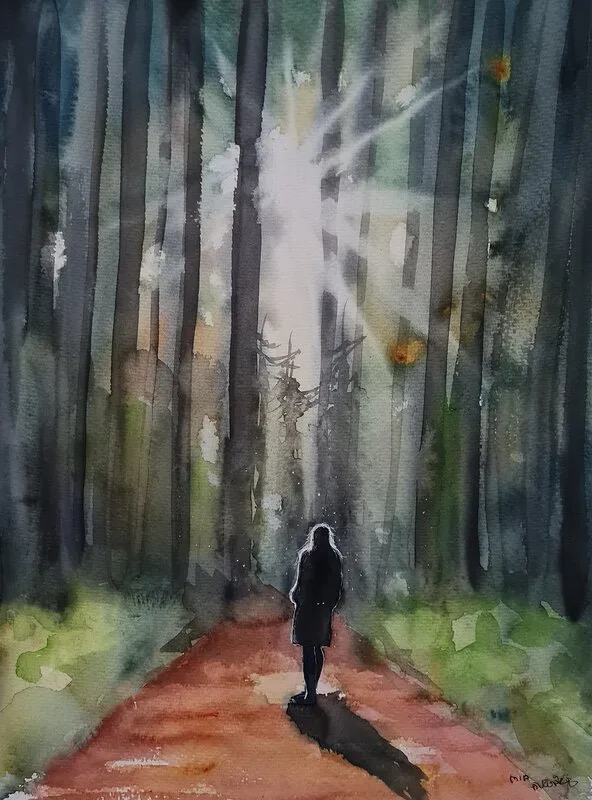 Akvarell Jag står i mitt rampljus av Mia Älegård