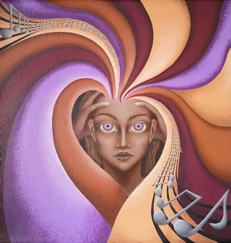 Akrylmålning Hold on to your head av Sara Hult