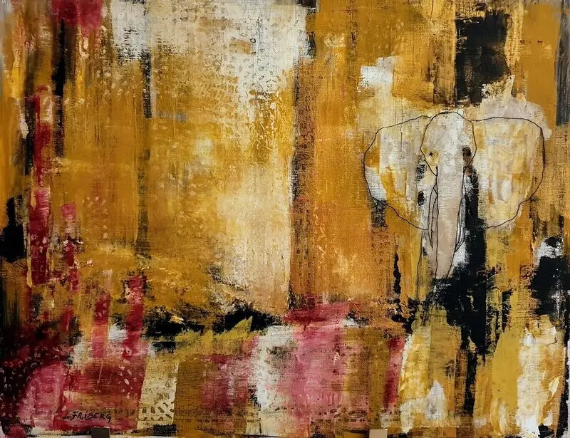 Akrylmålning Elefanten av Lili-Ann Friberg Magnusson