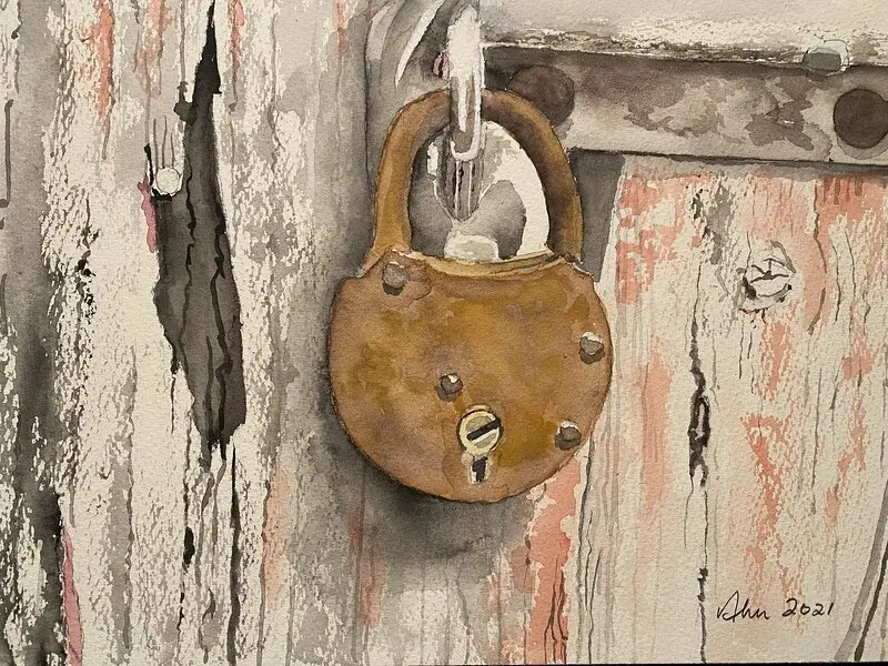 Akvarell Det gamla låset av Göran von Ahn