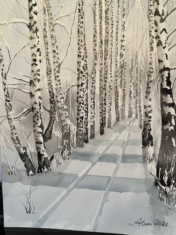 Akvarell Björkallé av Göran von Ahn