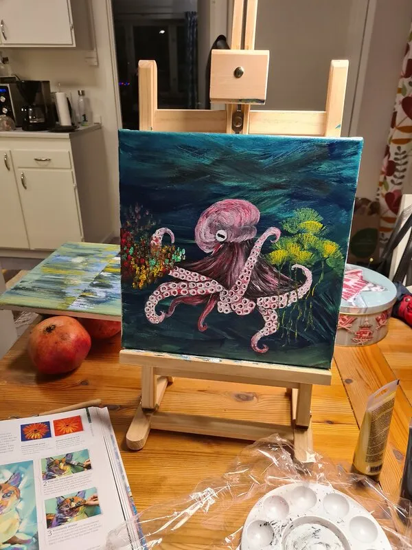 Akrylmålning Bläckfisk i väntan av Monica Friedrich