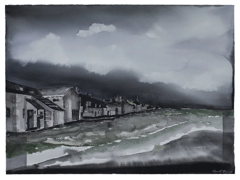 Akvarell Radhus på vidden av Daniel Zausnig