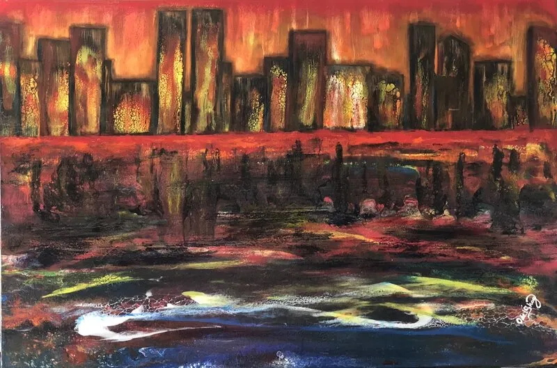 Akrylmålning 911 av Susanne Odelskog