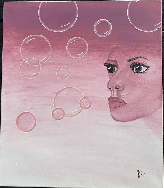 Akrylmålning Fantasy bubbles av Frida Carlsen