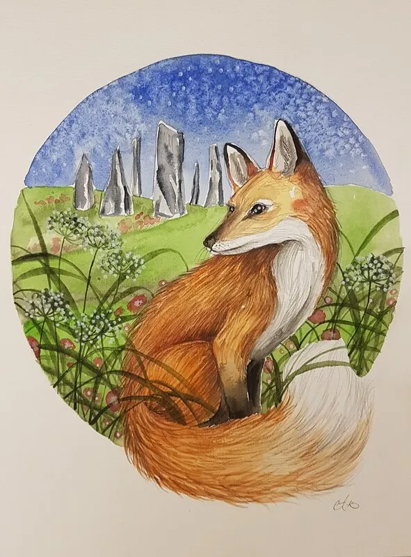 Akvarell Stensättning av Anna Komstadius