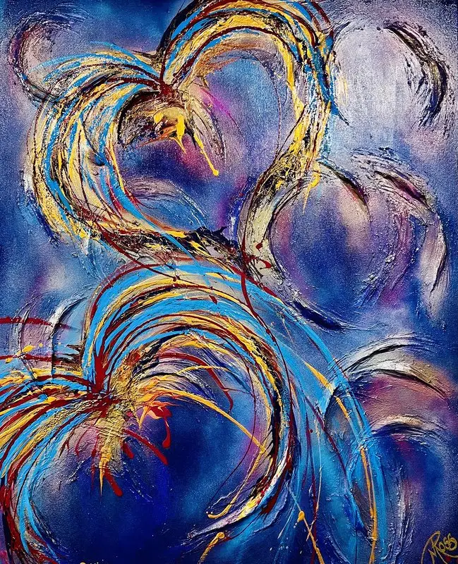 Akrylmålning With every Heartbeat av Mette Ross