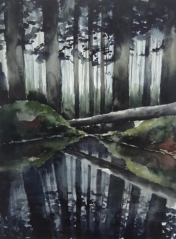 Akvarell Speglingar av Theréze Norell