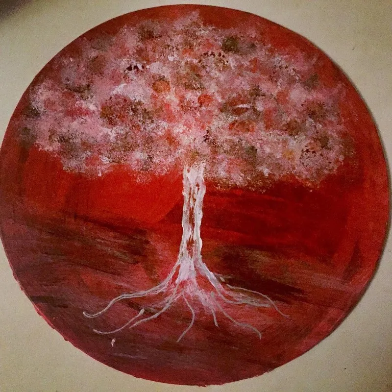 Akrylmålning The tree of life & love av Charlotta Thysell