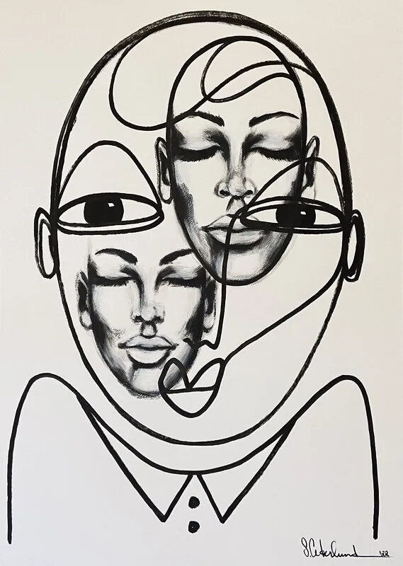 Akrylmålning Dress Code av Susanne Cederlund