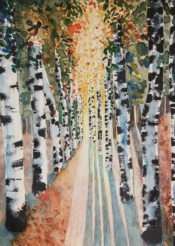 Akvarell Evening light. av Catharina Engberg