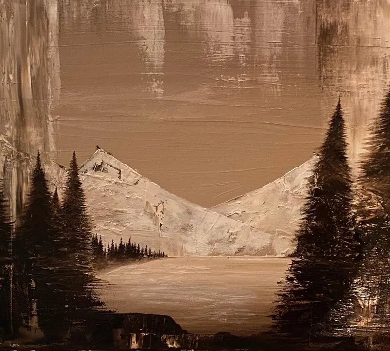Oljemålning Mountains V av Helena Brodin