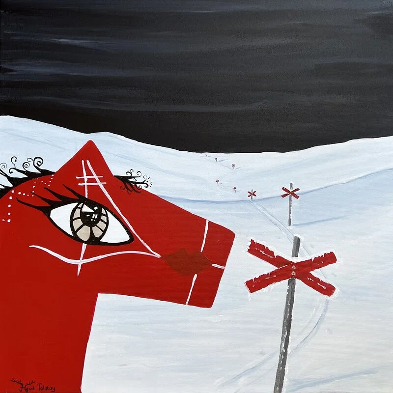 Akrylmålning Sportlovstur av Catarina Hjort Tolstoy