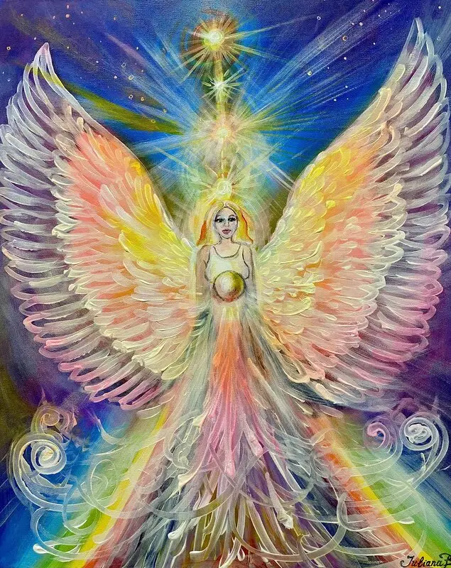 Akrylmålning Regnbågens ängel av Juliana Boneva