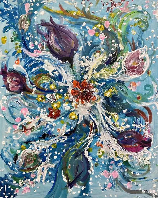 Akrylmålning Blommor av Juliana Boneva