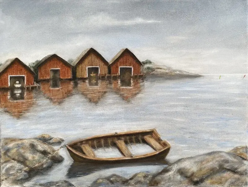 Oljemålning Kom och ta hand om mig av Eva Lundqvist