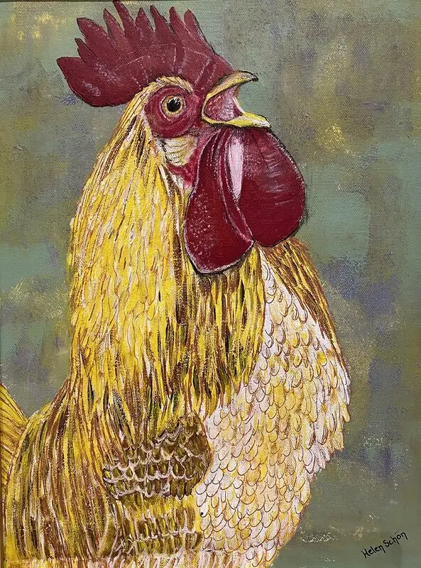 Akrylmålning The dingons rooster av Helen Schön