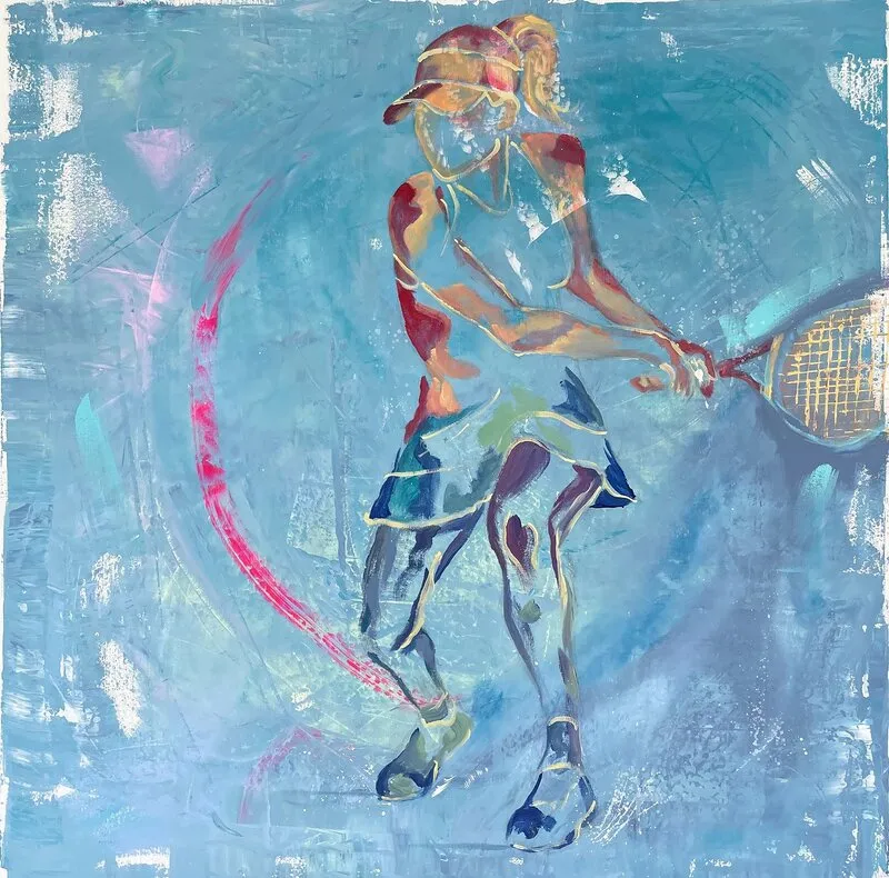 Akrylmålning Tennis bleu av Malin Ask