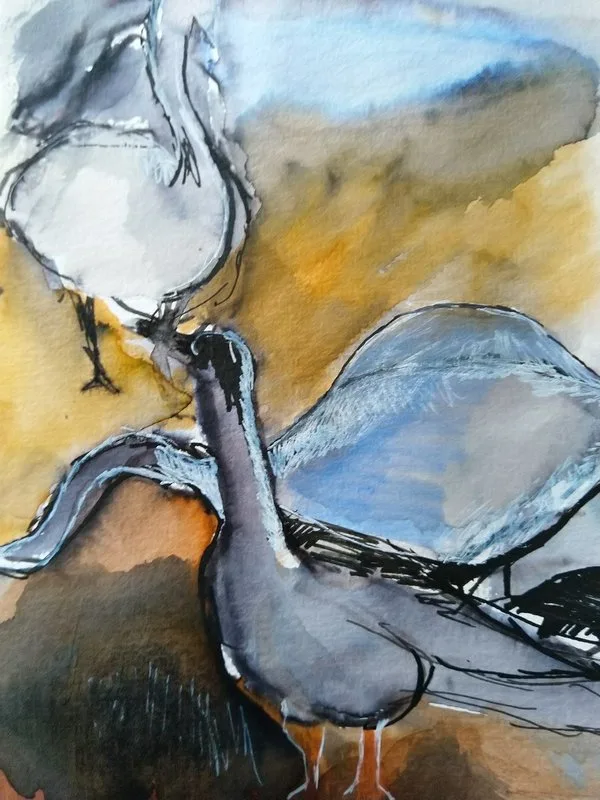 Akvarell Fåglar av Sara Berlekom