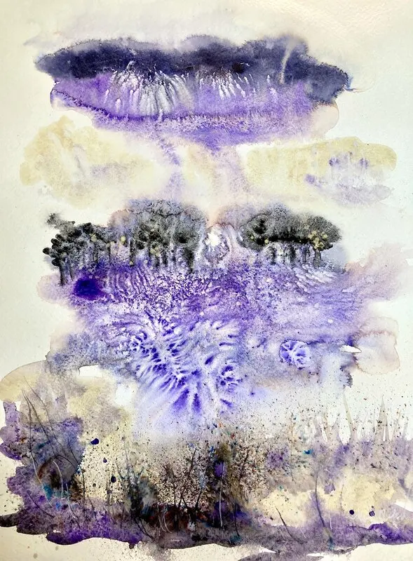Akvarell Purple view av Marianne Akasha Olofsson
