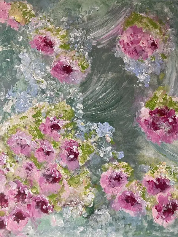 Akrylmålning Pionhav av Anitas Art/Anita Nyberg