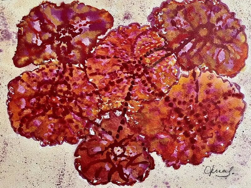 Akvarell Red Passion av Lena Sjöberg