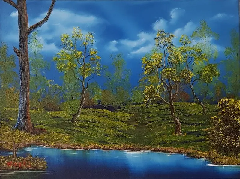 Oljemålning 5.2. Twilight Meadow av Anders Wiberg