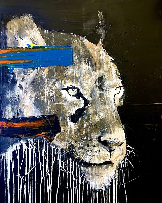 Akrylmålning Lioness av Milo