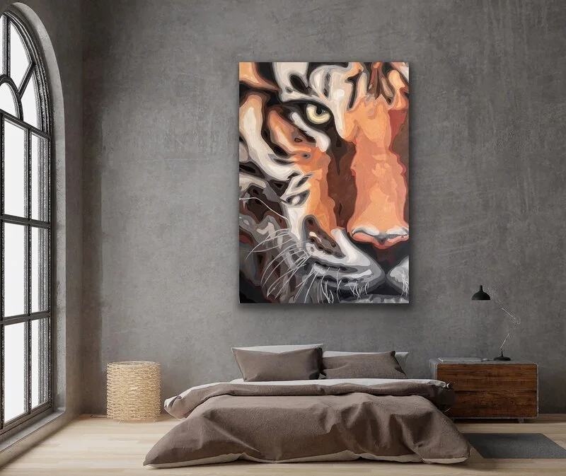 Oljemålning Eye of a tiger av Liz Morris