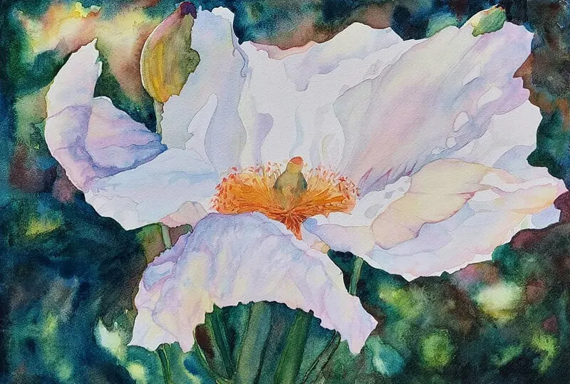 Akvarell White Petals in Sunlight av Linus Wernersson