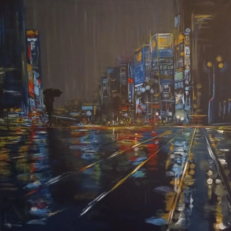Akrylmålning City Rain II av Anders Danielsson