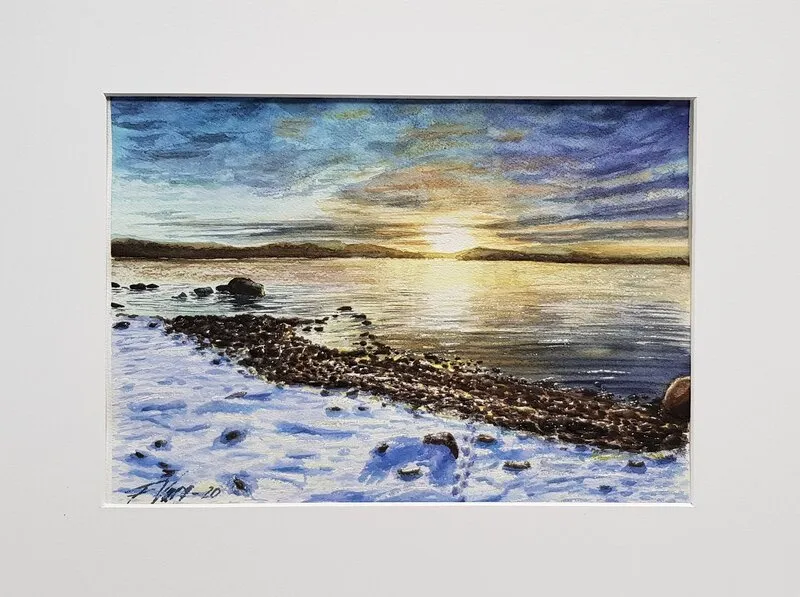 Akvarell Flyende dag av Frank Varg Thorbjörnsson