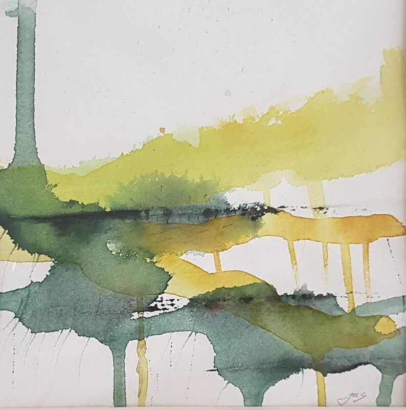 Akvarell Grönt landskap 1 av Jeannette Unger Skou