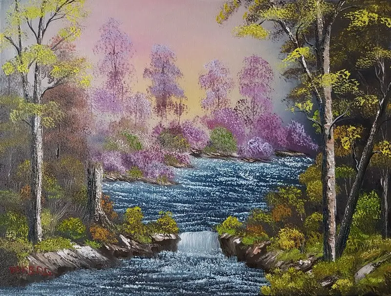 Oljemålning 7.13. Dark Waterfall av Anders Wiberg