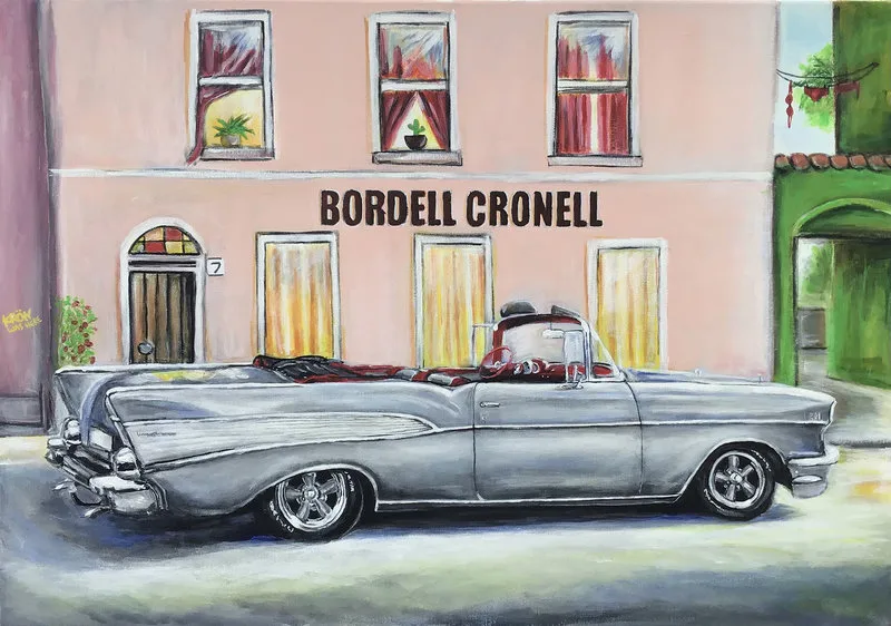 Akrylmålning Bordell Cronell av Daniel Krön