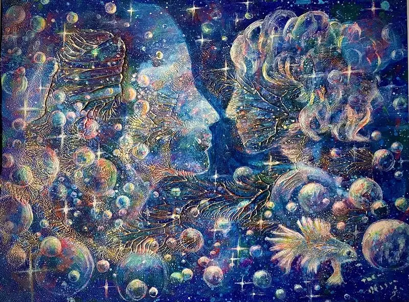 Akrylmålning Mötet av Tanja Olsson