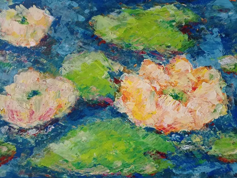 Akrylmålning Water lilies av Varvara Vitiazeva